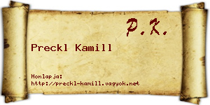 Preckl Kamill névjegykártya